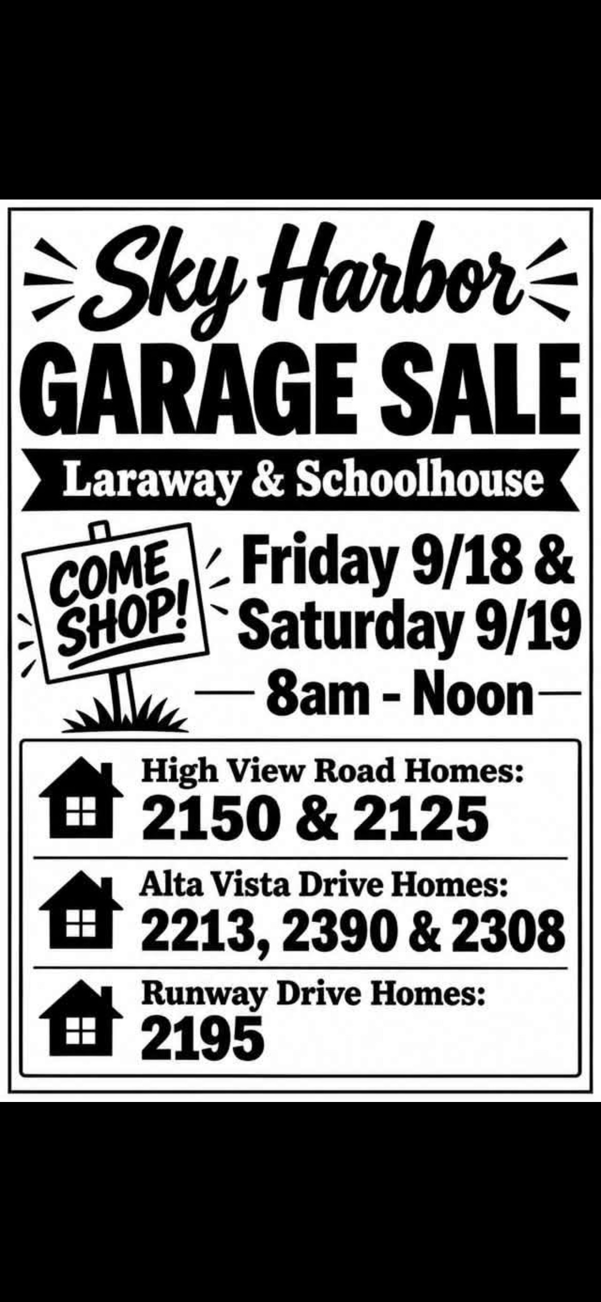 Sky Harbor Community Garage Sale (See Flyer Below)