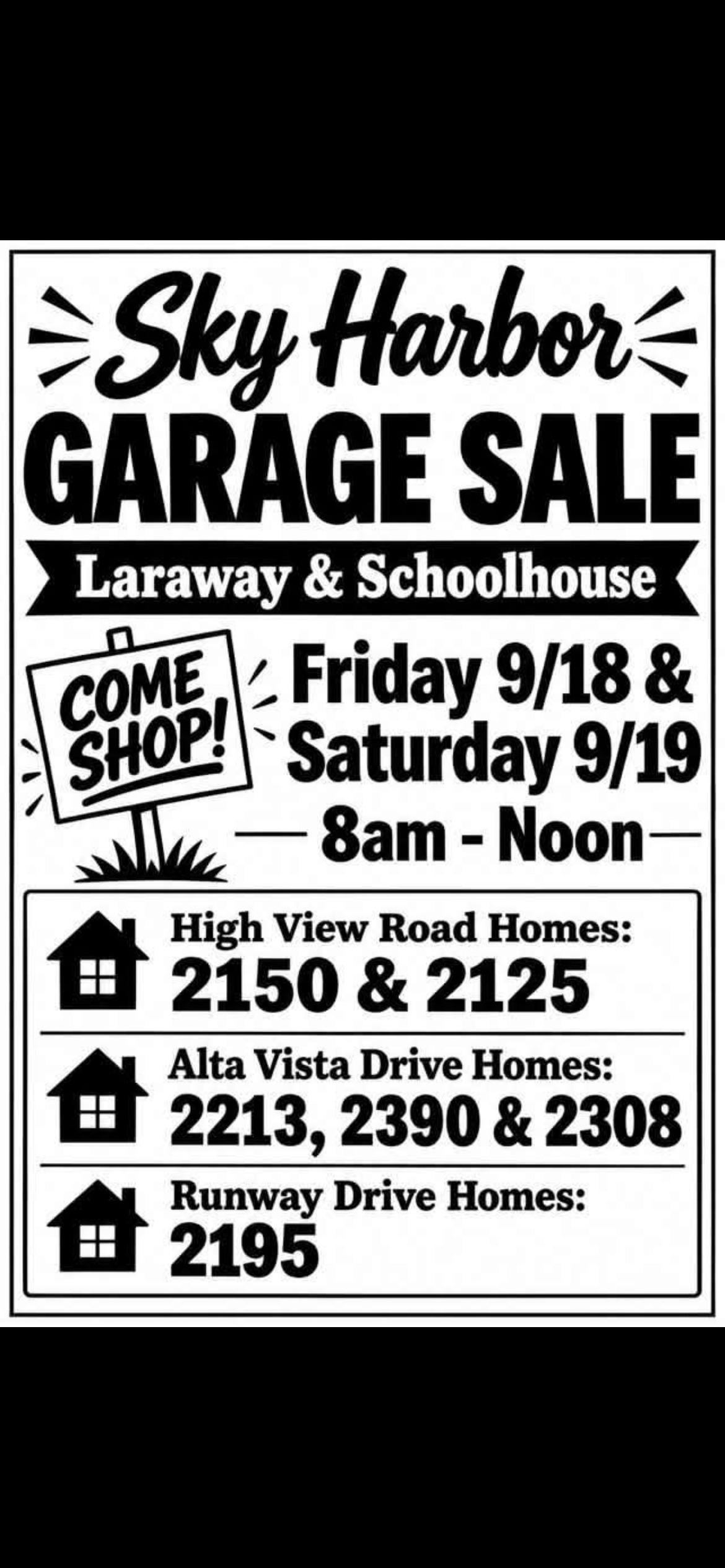 Sky Harbor Community Garage Sale (See Flyer Below)